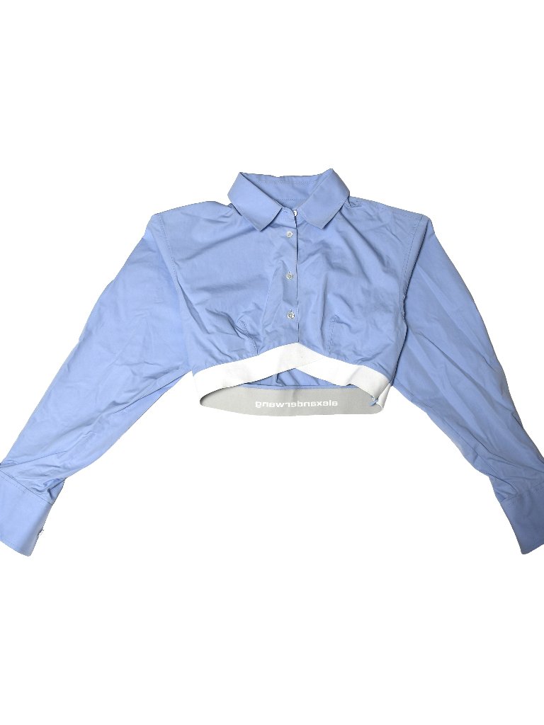 Alexander Wang Logo-Band Cropped Shirts Blue